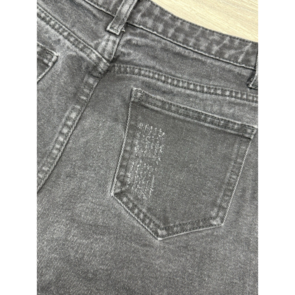 Pretty Little Thing Black Destroyed Jean Shorts Raw Hem Hi Rise Women's Size 8 - Picture 5 of 6